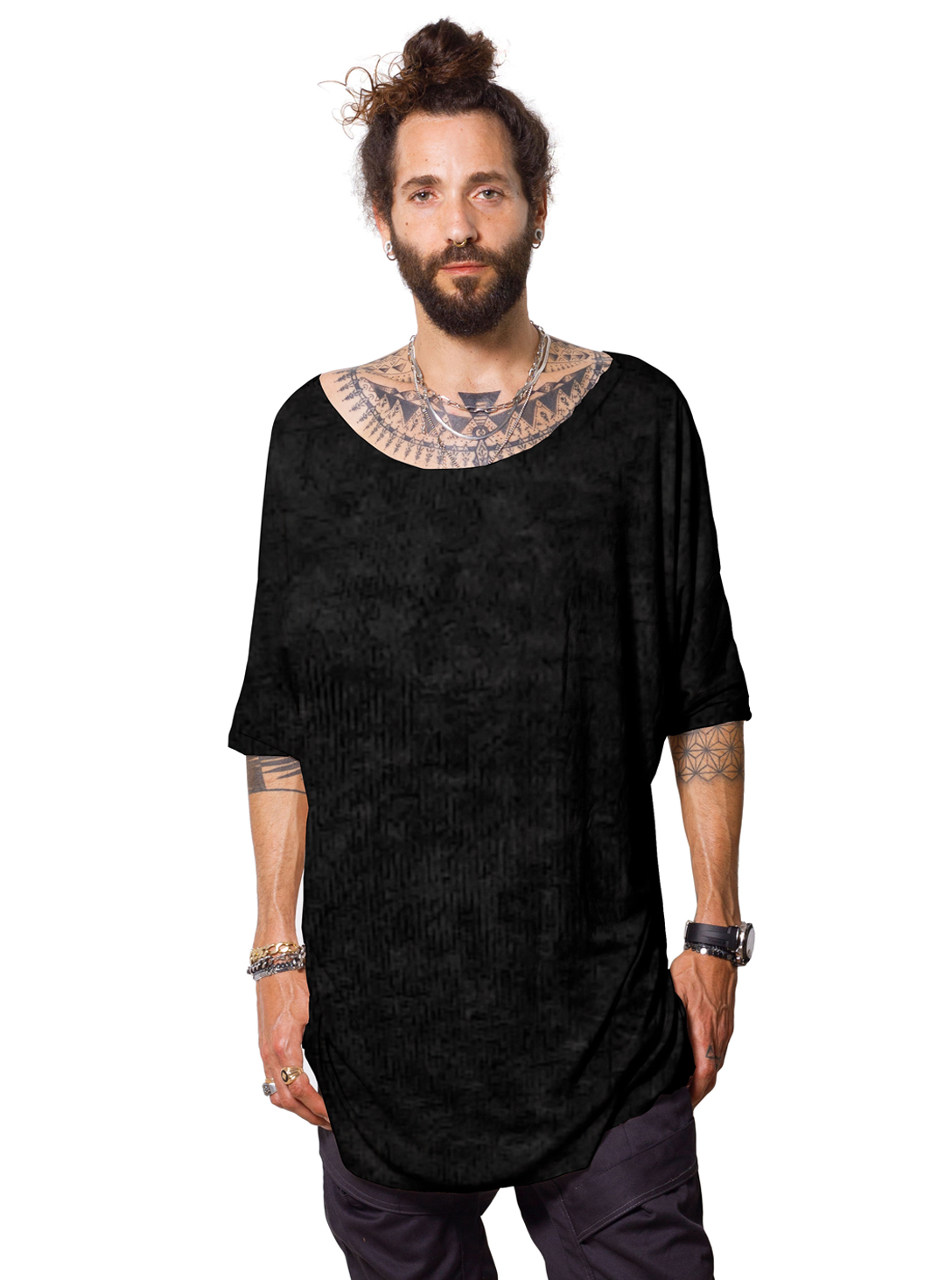 men loose casual black t-shirt - Plazmalab | Plazmalab Urban Tribe